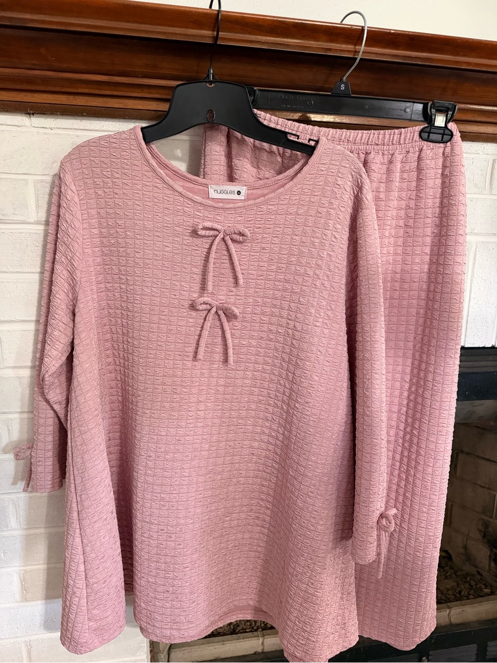 Nuggles Pink Waffle-Knit Crew Set